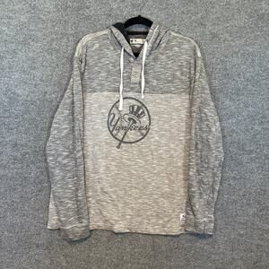 New York Yankees Sweatshirt Mens XL‎ Gray MLB Baseball Hoodie Henley Athleisure